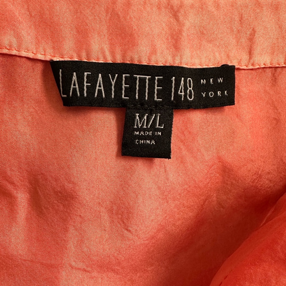 Lafayette 148 coral orange and yellow tie dye silk oversized tunic top M/L - Picture 6 of 7